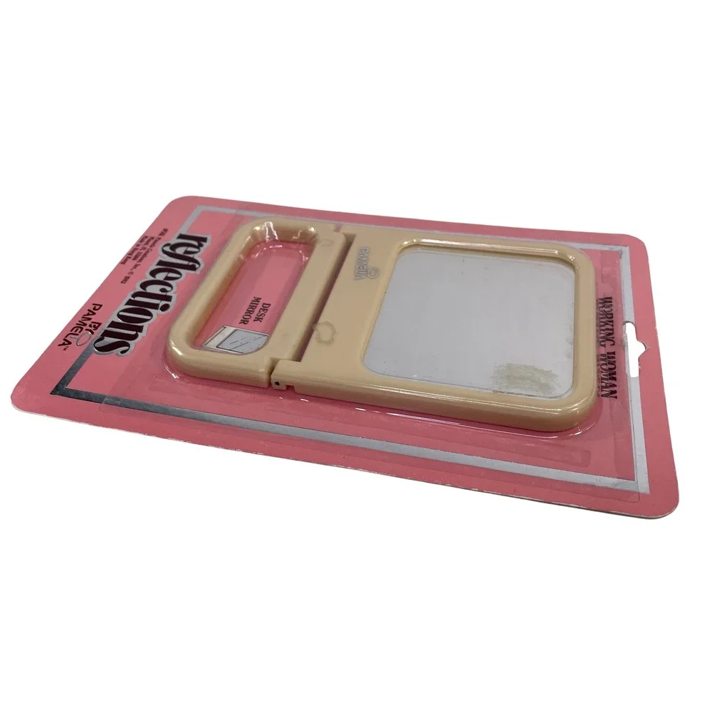 Vintage 1982 Pamela Creations Reflections Desk Mirror Working Woman Beige #141